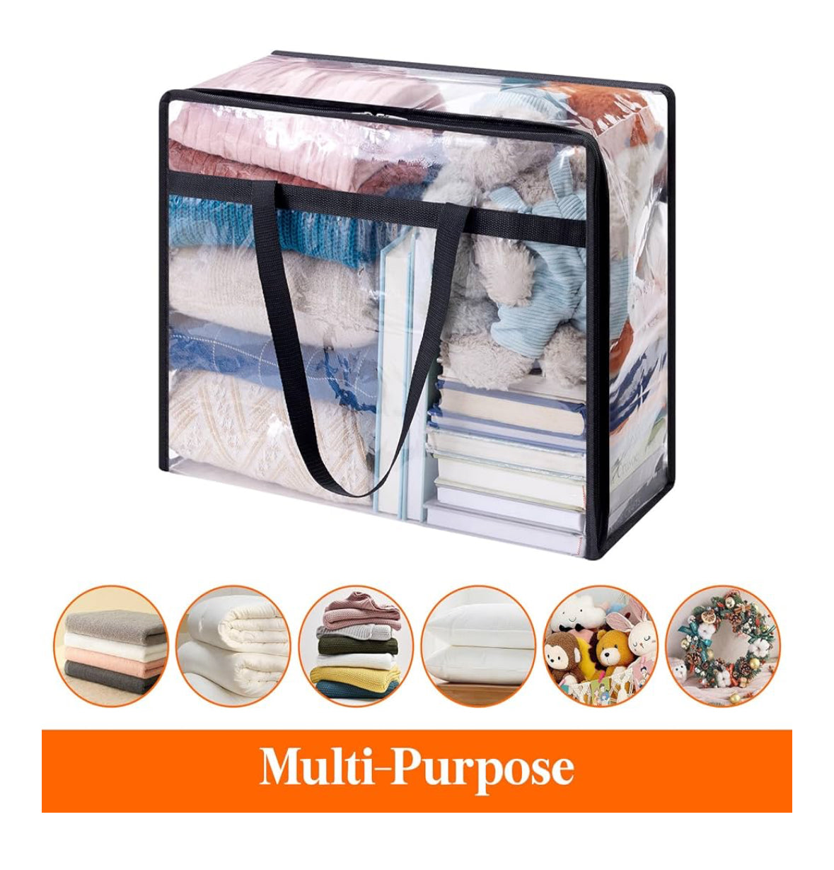 Clear Vinyl Zippered Storage Bags (3-Pack) – 40L Heavy-Duty Organizer