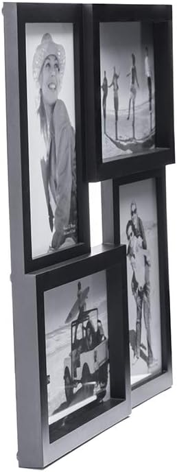4-Opening Matted Collage Frame, Displays Four 4x6 Photos, Black