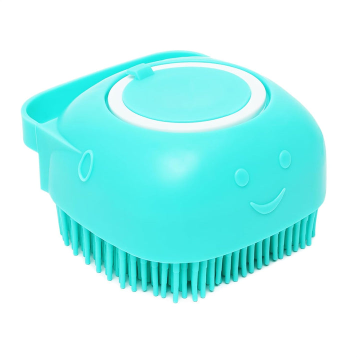 Dog Bath Brush with Soap Dispenser – Silicone Scrubber for Dogs, Exfoliating Shampoo