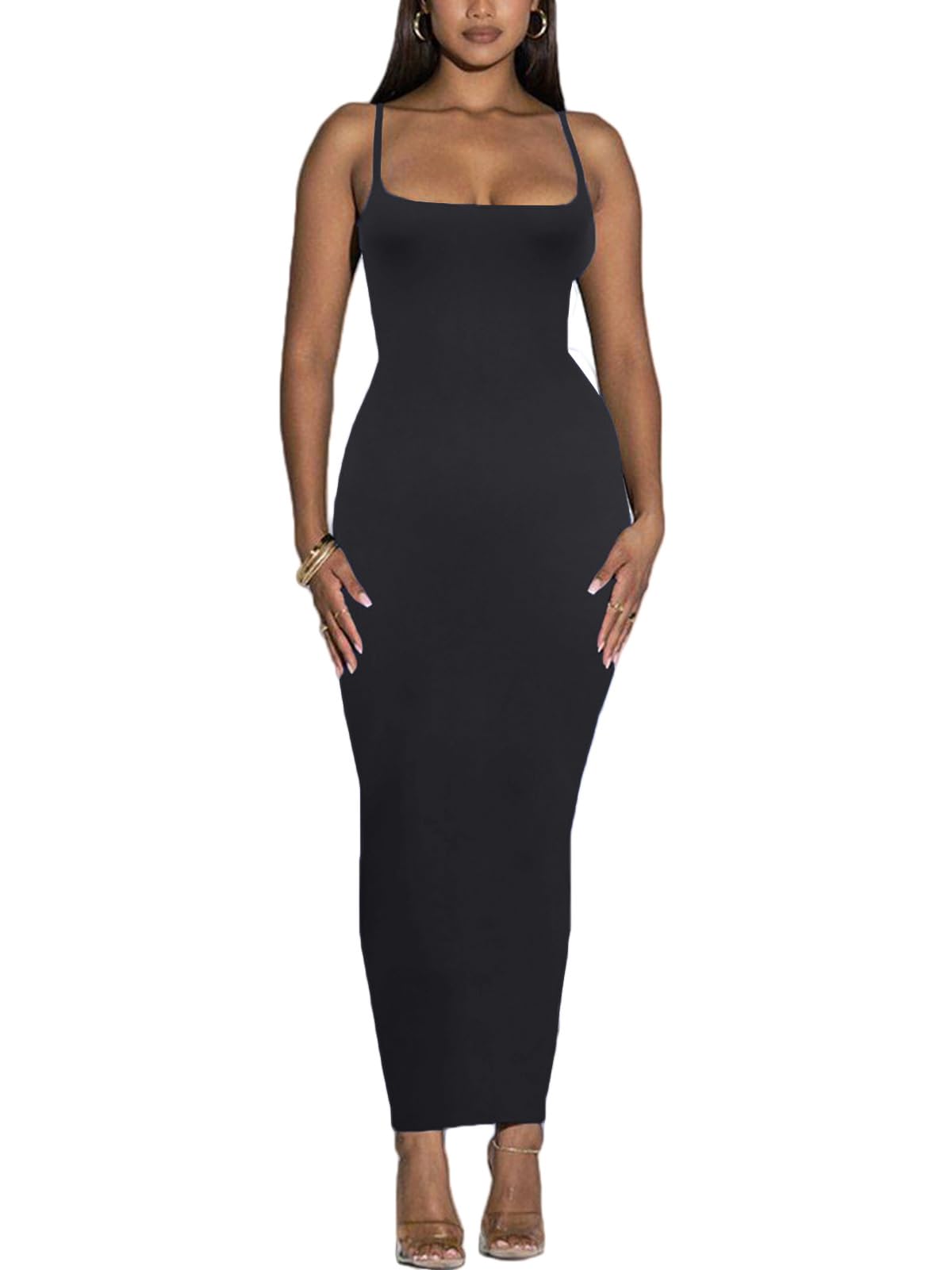 Women’s Spaghetti Strap Bodycon Maxi Dress – Summer Party