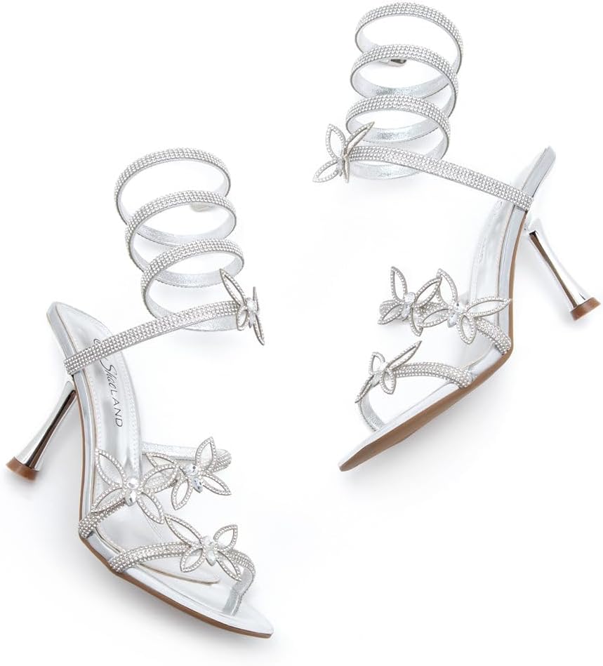 Shoe Land Charming2 Women’s Rhinestone Stiletto Heels – Square Open Toe