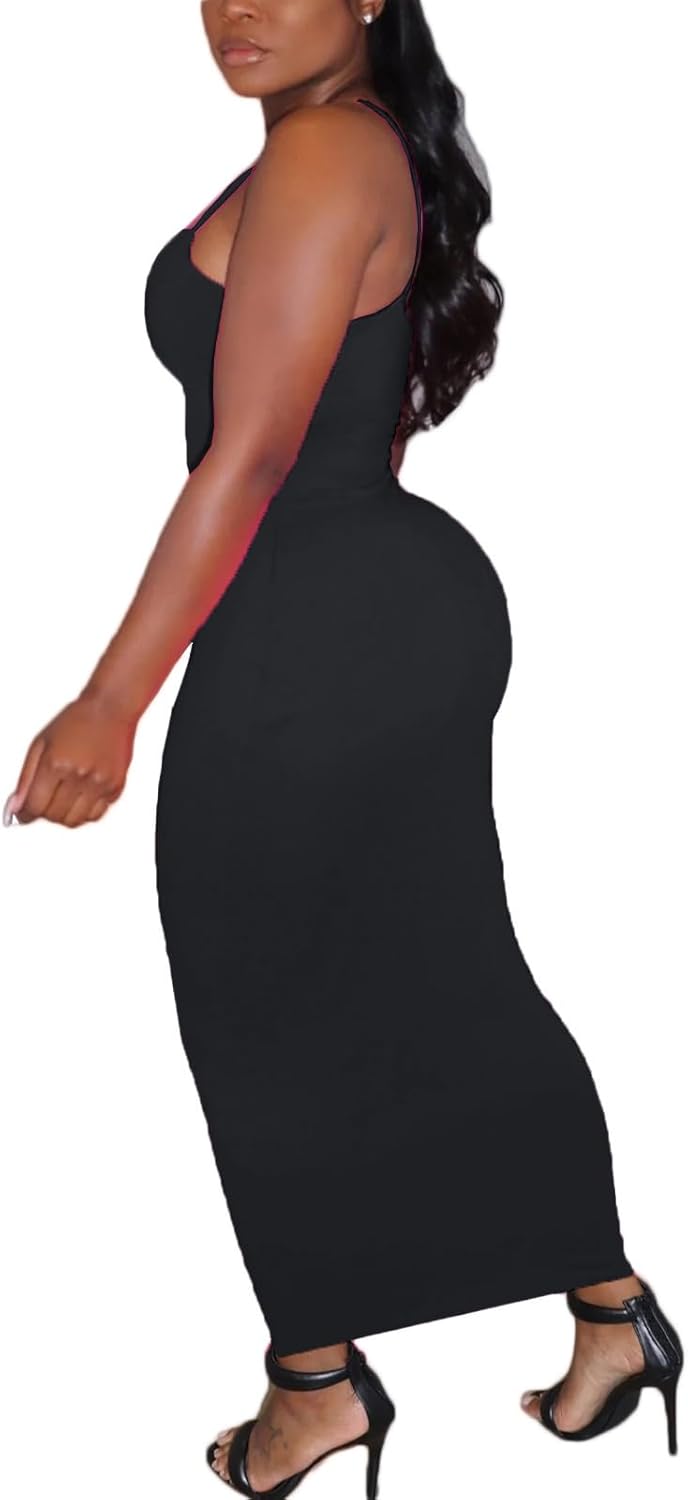Women’s Spaghetti Strap Bodycon Maxi Dress – Summer Party