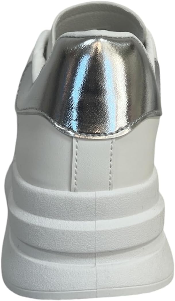 Women’s Casual Sneakers with Leopard Print Accents – Lace-Up White Shoe