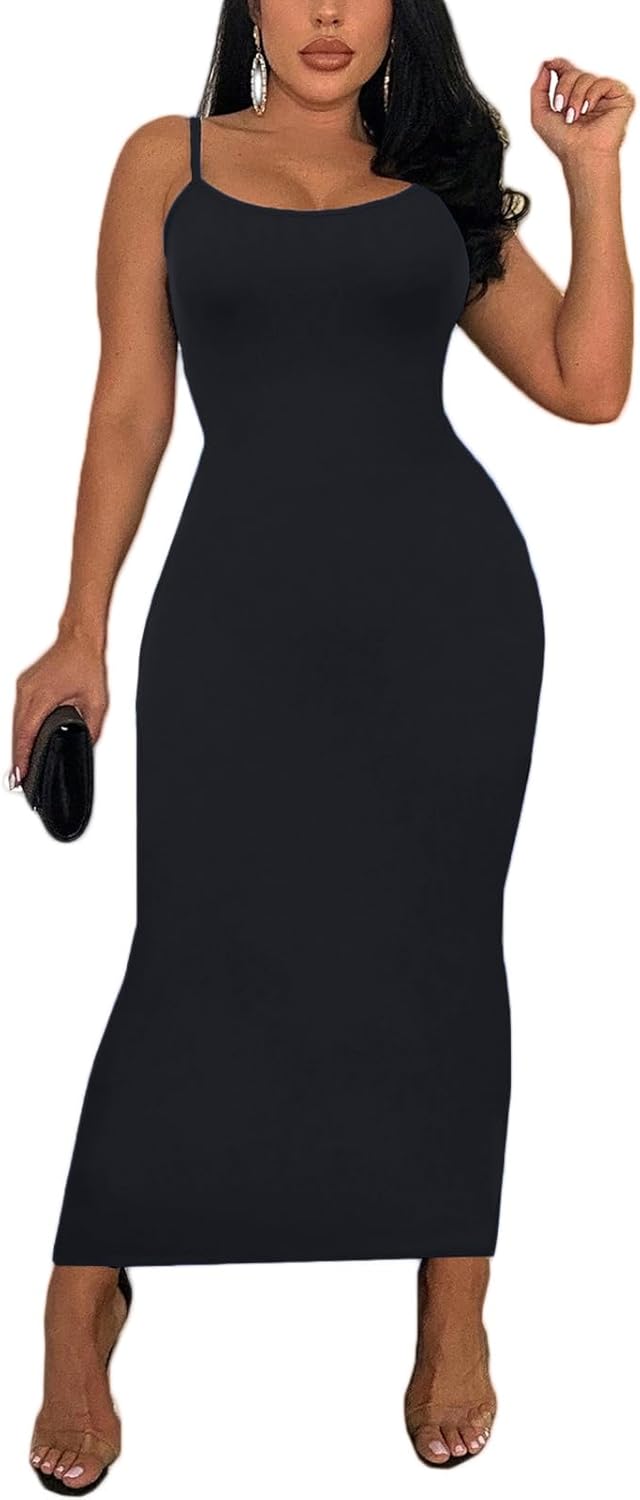 Women’s Spaghetti Strap Bodycon Maxi Dress – Summer Party