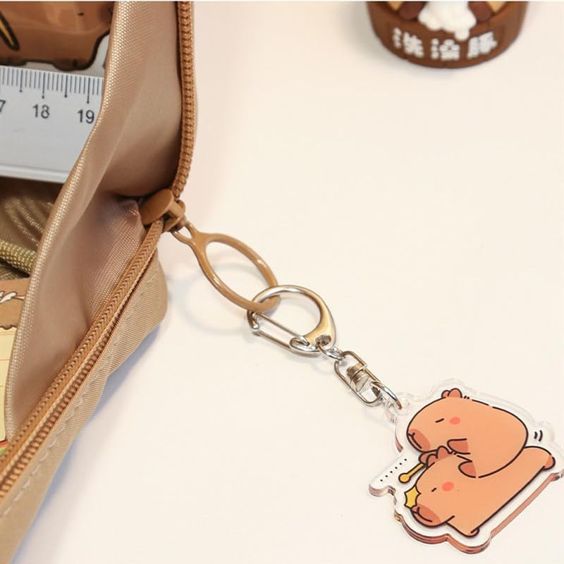 Plush Capybara Pencil Case – 12-Compartment Kawaii Organizer Pouch