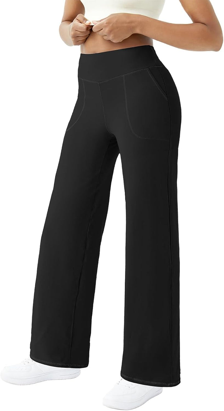 Women’s Wide Leg Yoga Pants – High Waist Stretch Lounge Trousers