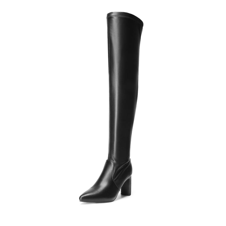 Women’s Over-The-Knee Thigh High Boots – Stretchy Chunky Heels with Pointed
