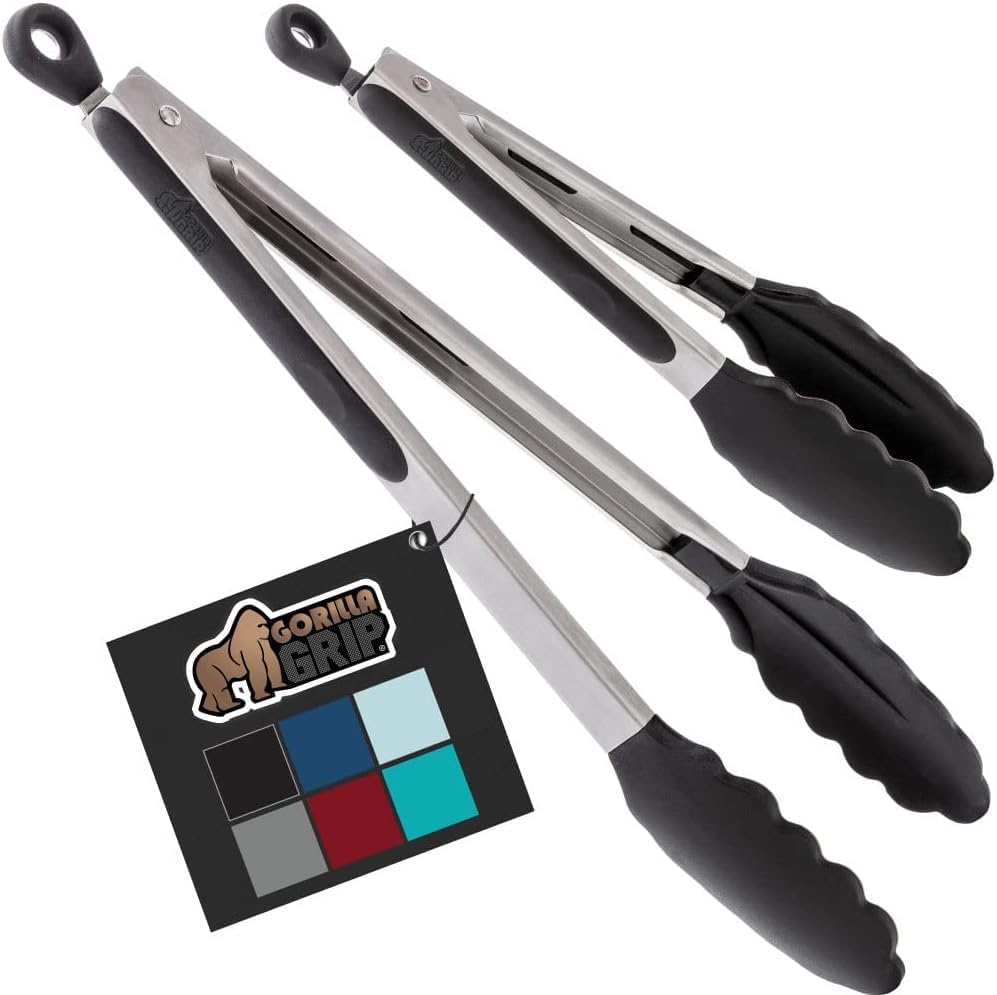 Stainless Steel Heat-Resistant Kitchen Tongs – 9" & 12" Set, Non-Scratch