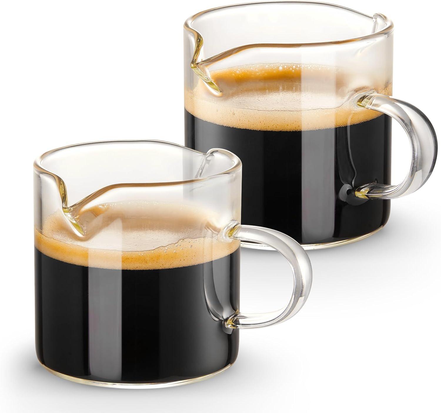 Cups Set of 2, 4 OZ Double Spouts Cups, Espresso Shot Glasses Milk Cup