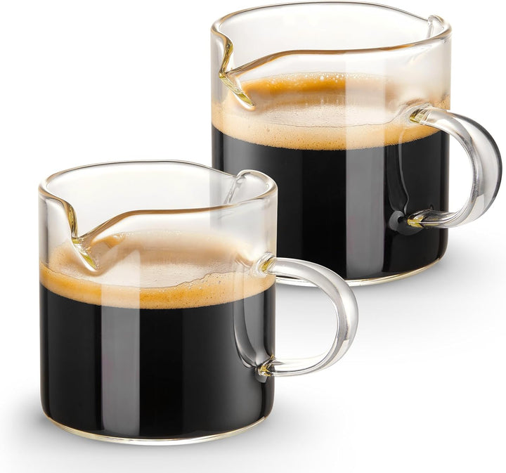 Cups Set of 2, 4 OZ Double Spouts Cups, Espresso Shot Glasses Milk Cup