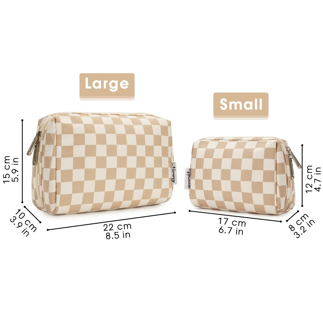 Narwey Checkered Makeup Bag – Large Travel Cosmetic Organizer toiletry bag