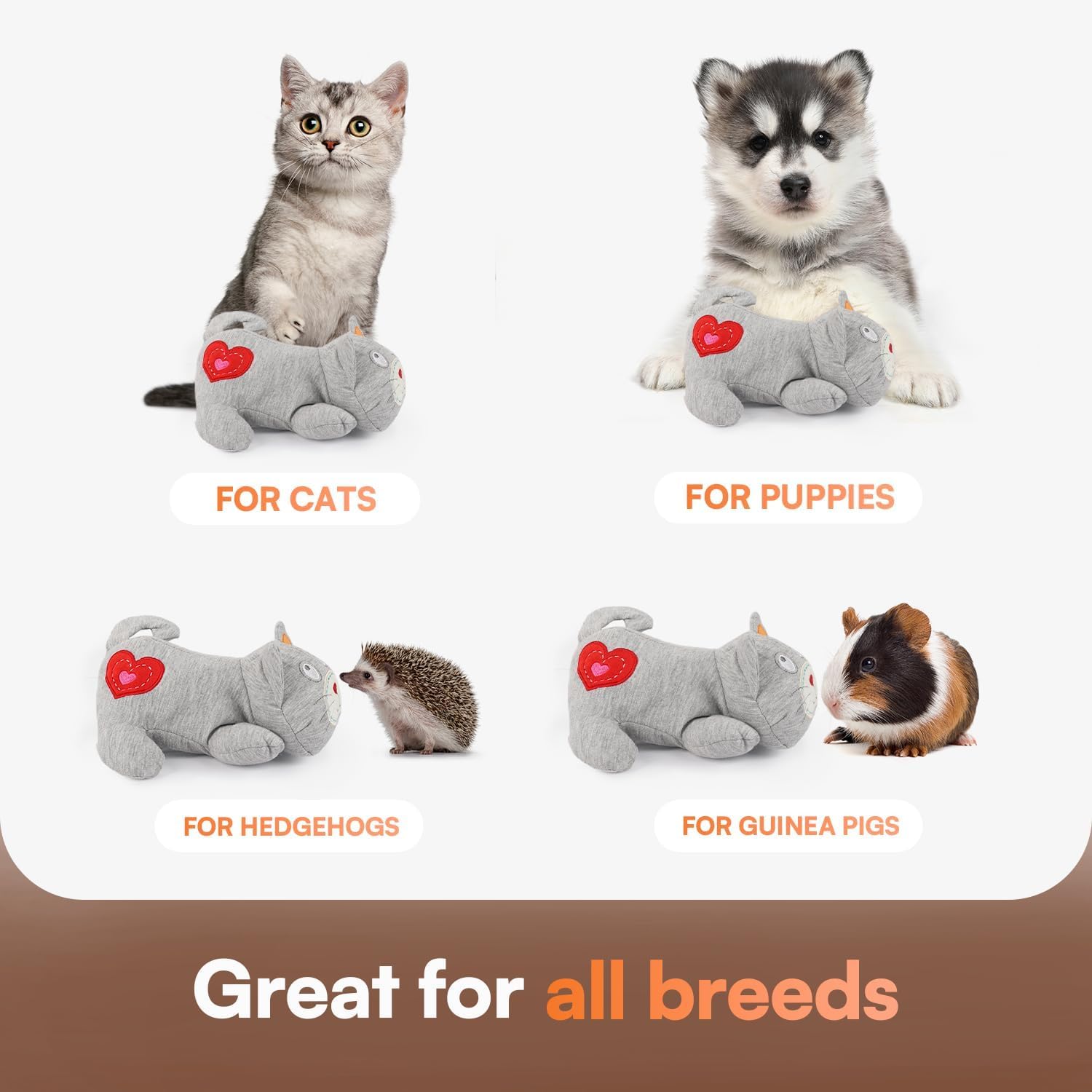 ALL FOR PAWS Heartbeat Cat Plush Toy – Anxiety Relief with Heartbeat