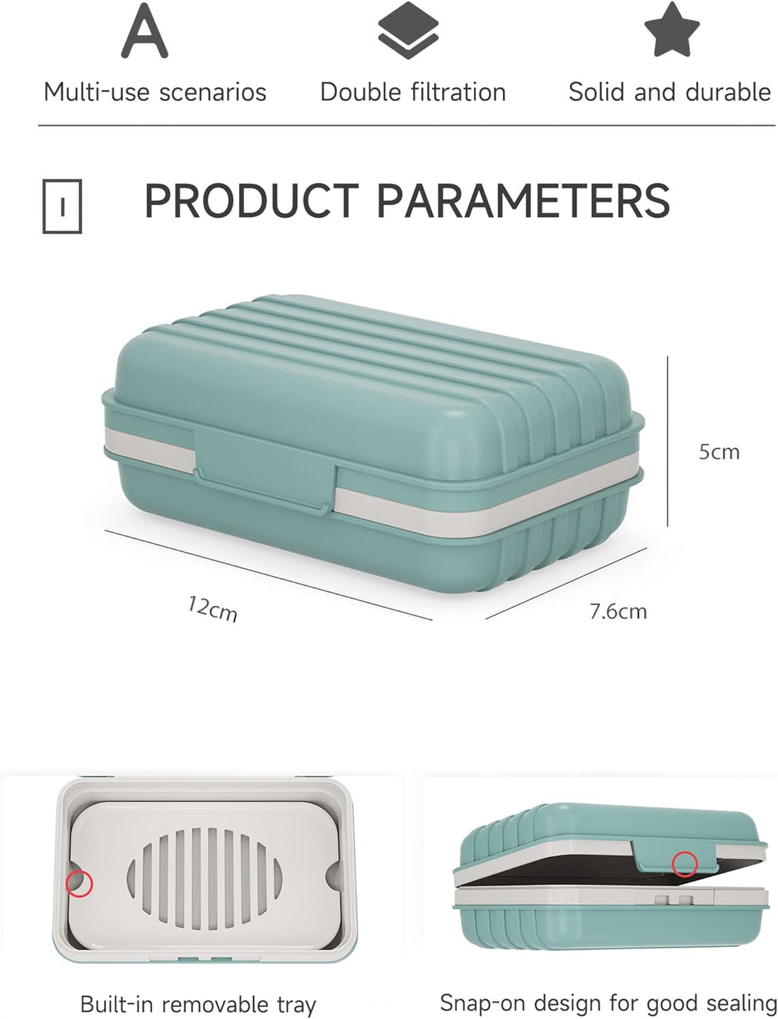 Travel Soap Dish with Lid – Portable Leakproof Soap Case with Drain Tray