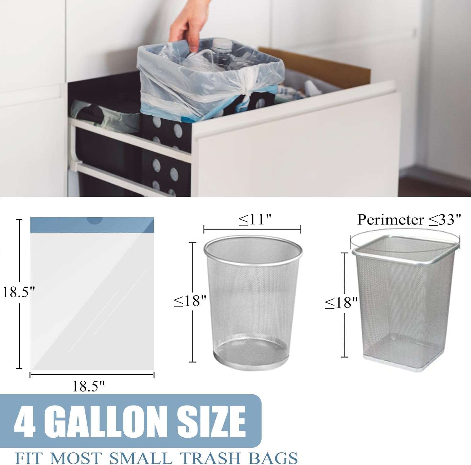 4 Gallon Drawstring Trash Bags – Tear-Free Small Garbage Bags