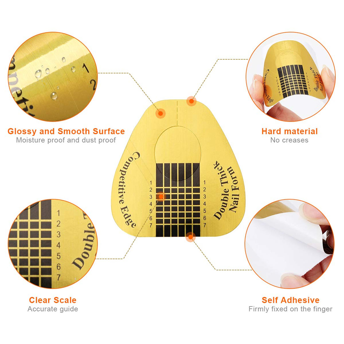 Gold Horseshoe Nail Forms – 200 Pcs Nail Extension Tips & UV Gel Guide Stickers