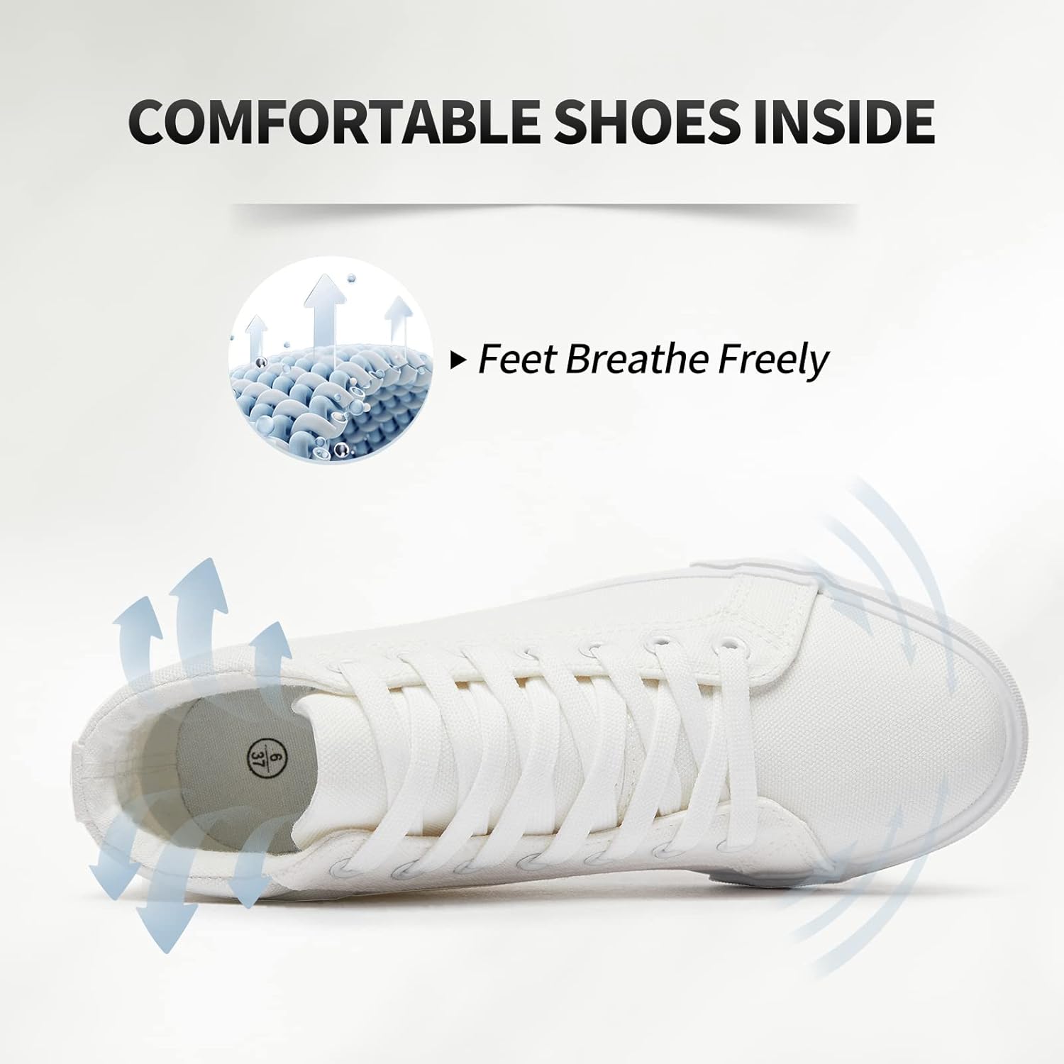 Women’s Black Canvas High Top Sneakers – Lace-Up Non-Slip Casual Shoes