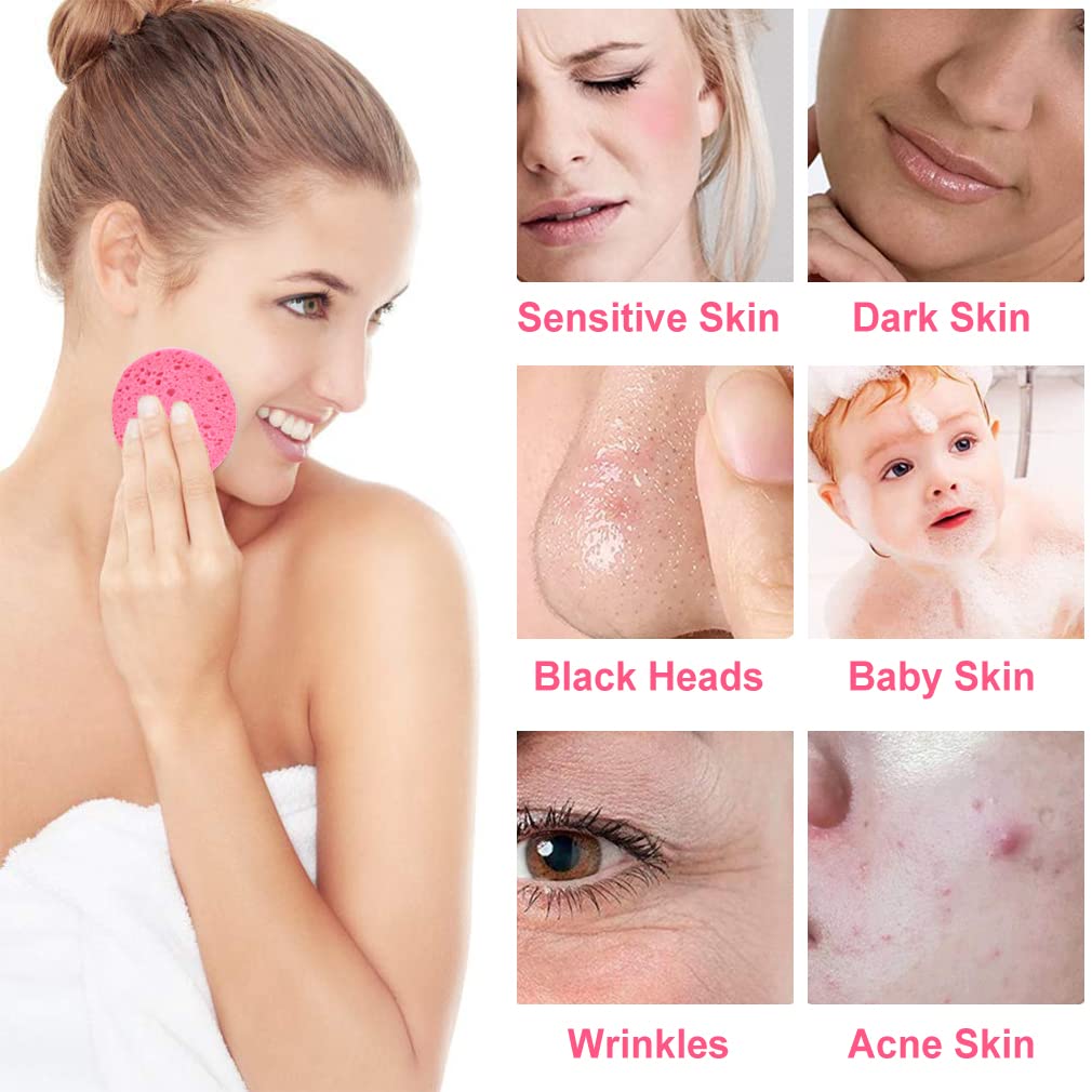50 PCS Compressed Facial Sponges – 100% Natural Cellulose Professional