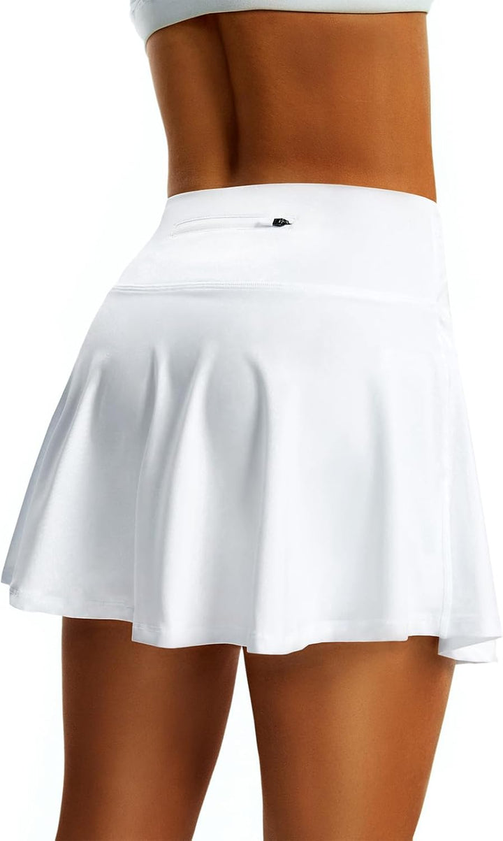 Women’s High Waist Pleated Tennis Skirt with Built-In Shorts & 4 Pockets