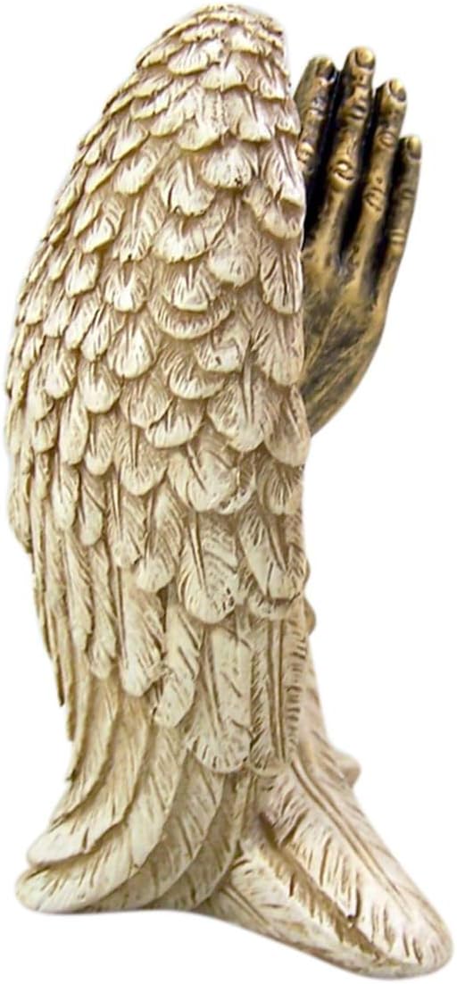 Angel Wings with Praying Hands Cast Resin Figurine Statue, 5 Inch