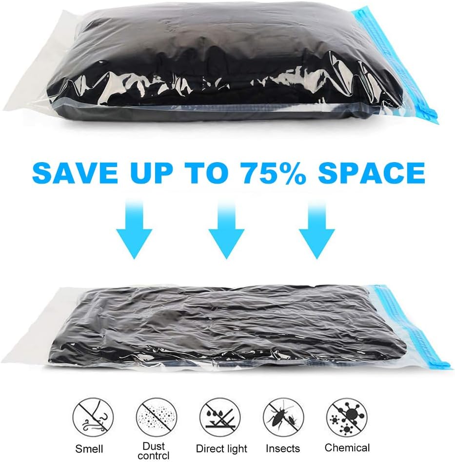 10-Pack Space Saver Compression Bags – No Pump Needed Travel Storage