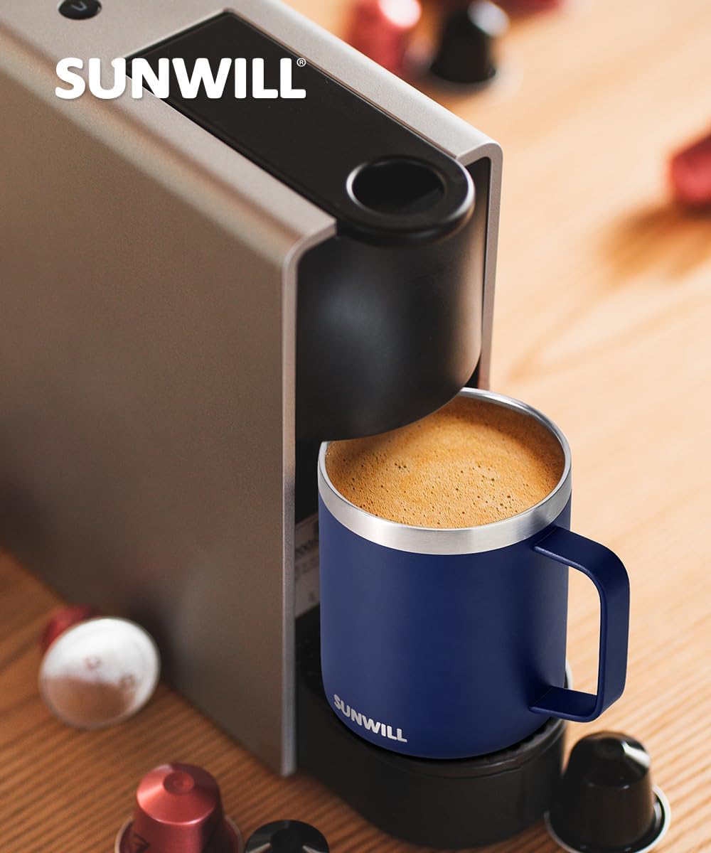 Insulated Coffee Mug with Lid Travel Tumbler with Handle Steel Cup