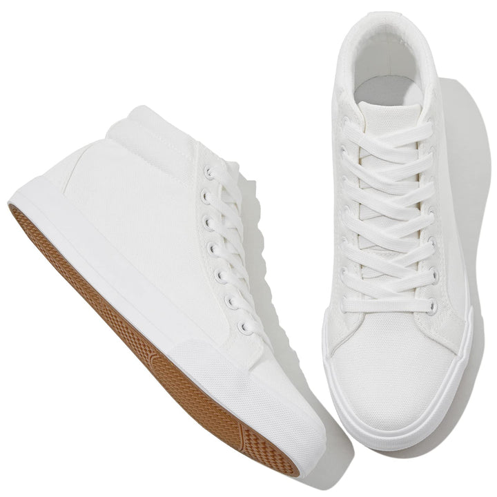 Women’s Black Canvas High Top Sneakers – Lace-Up Non-Slip Casual Shoes