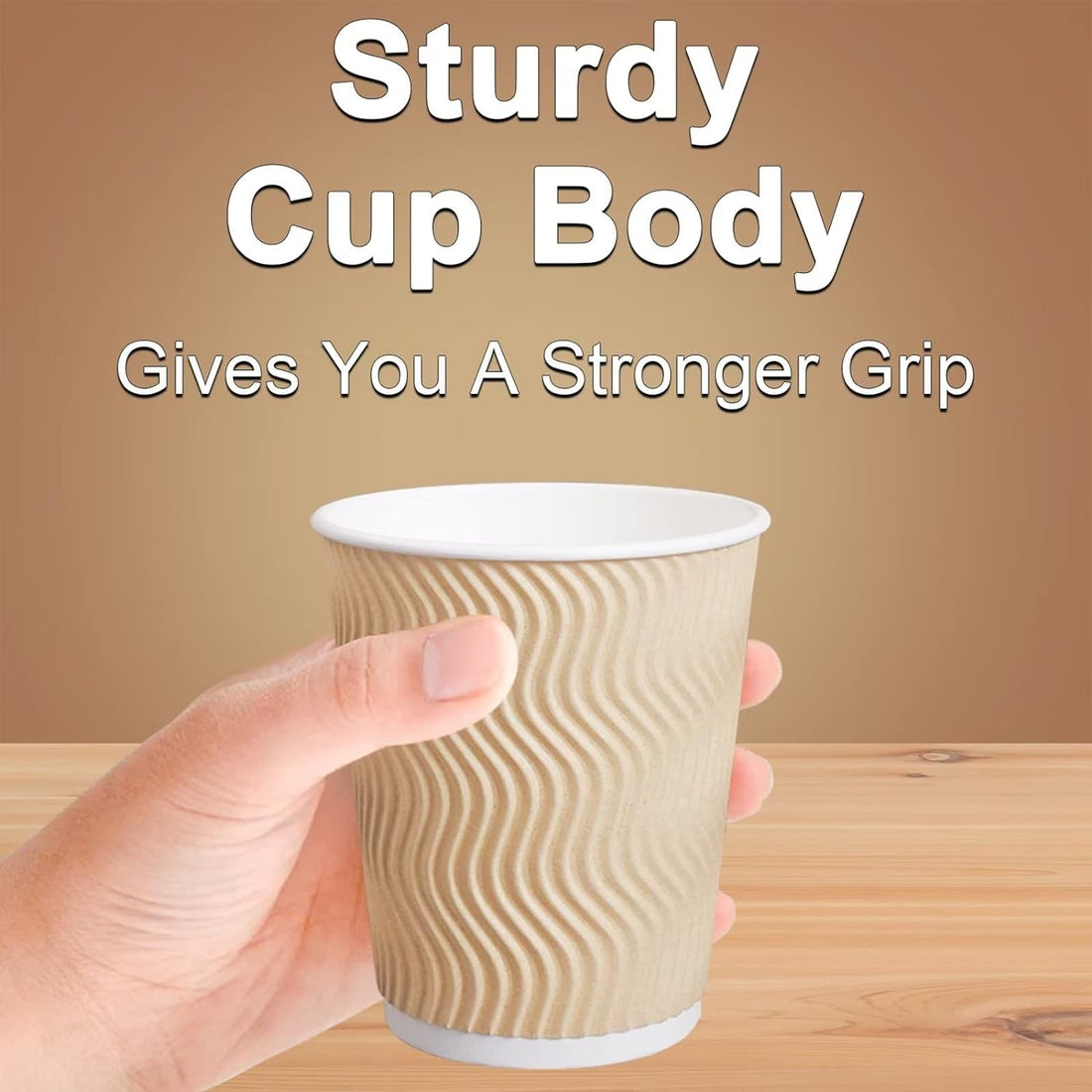 Disposable Hot Paper Cups – 100 Pack Insulated Corrugated Ripple Wall Cups