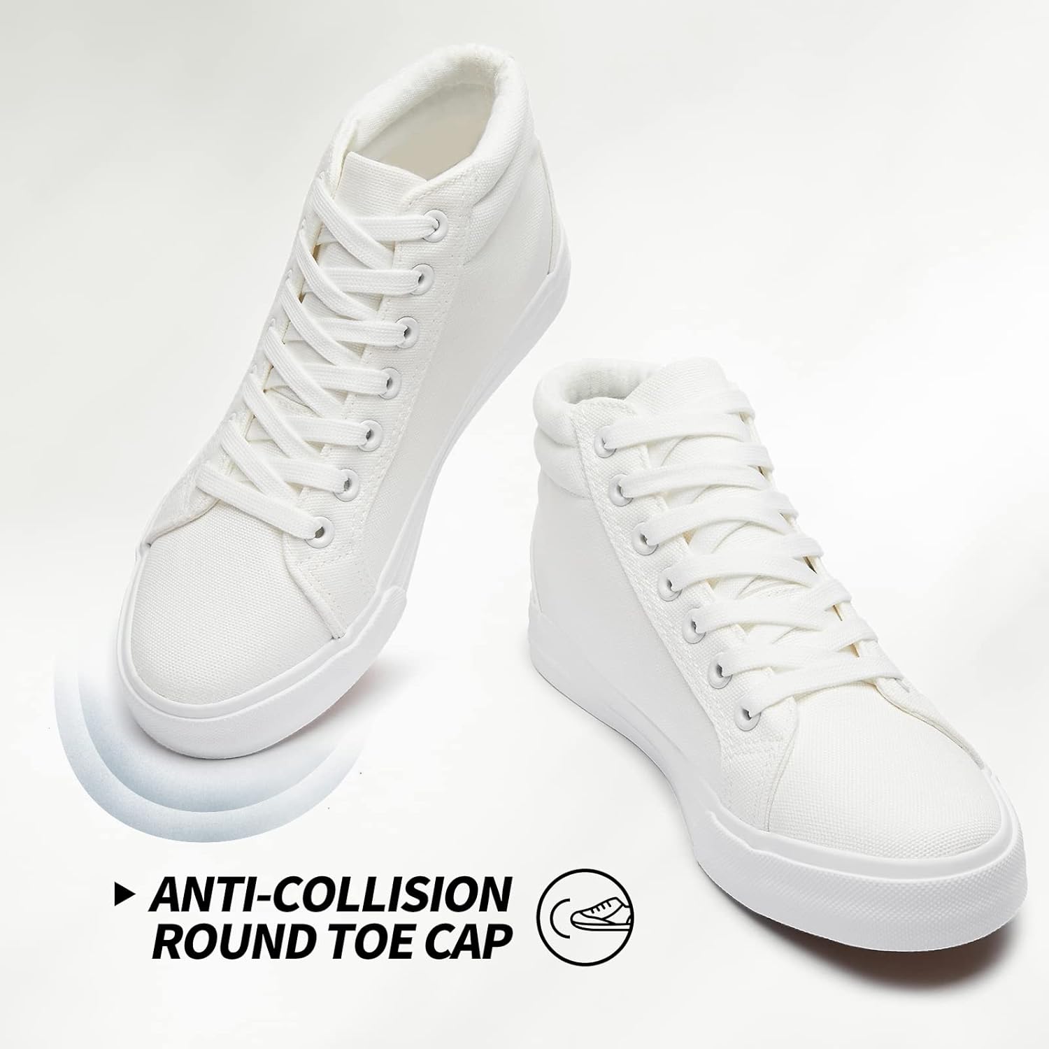 Women’s Black Canvas High Top Sneakers – Lace-Up Non-Slip Casual Shoes