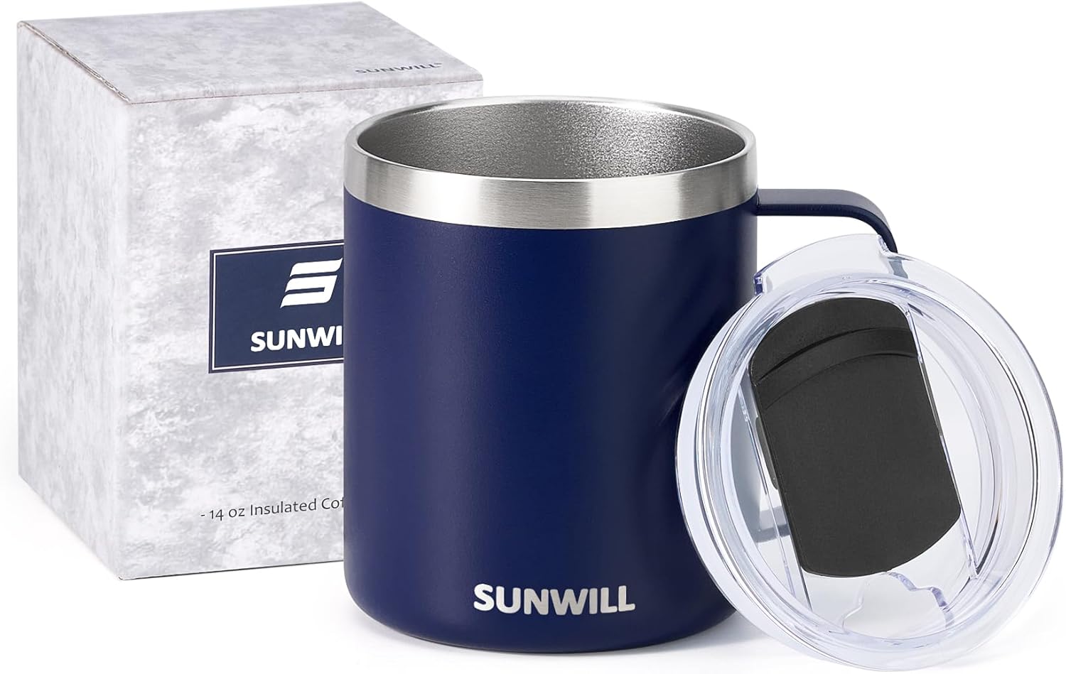 Insulated Coffee Mug with Lid Travel Tumbler with Handle Steel Cup