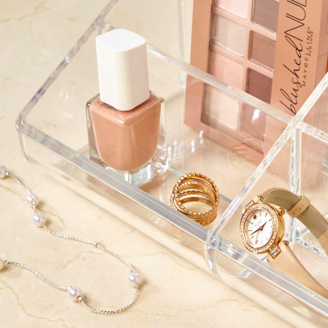 Clear Plastic Vanity Makeup Organizer | 6-Compartment Holder for Brushes,