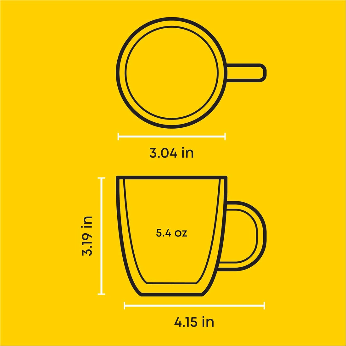 Savor Double Wall Insulated Glasses Espresso Mugs (Set of 2) - 5.4-Ounces