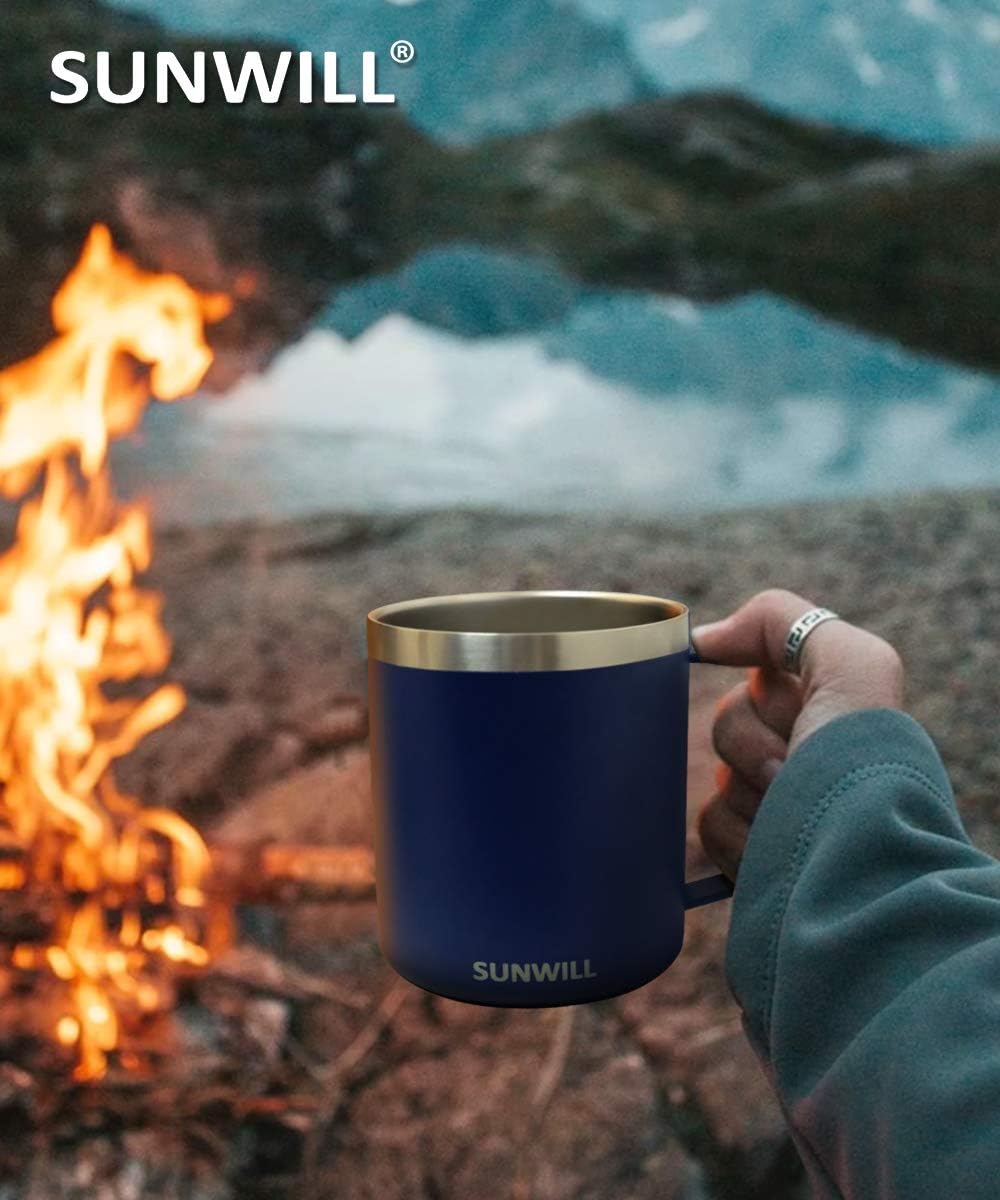 Insulated Coffee Mug with Lid Travel Tumbler with Handle Steel Cup
