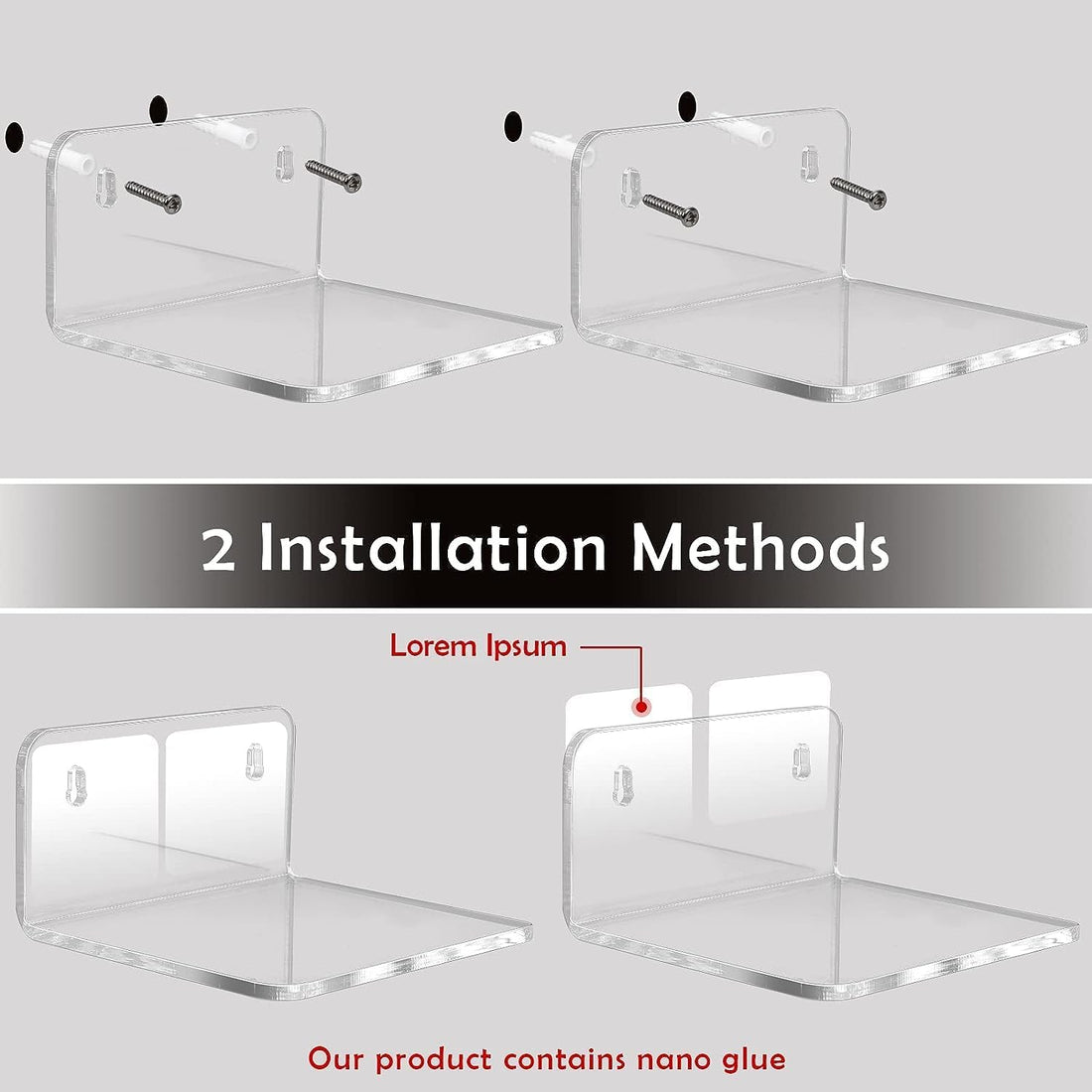 3-Pack Mini Floating Wall Shelves – Clear Wall-Mounted organized Storage Figures