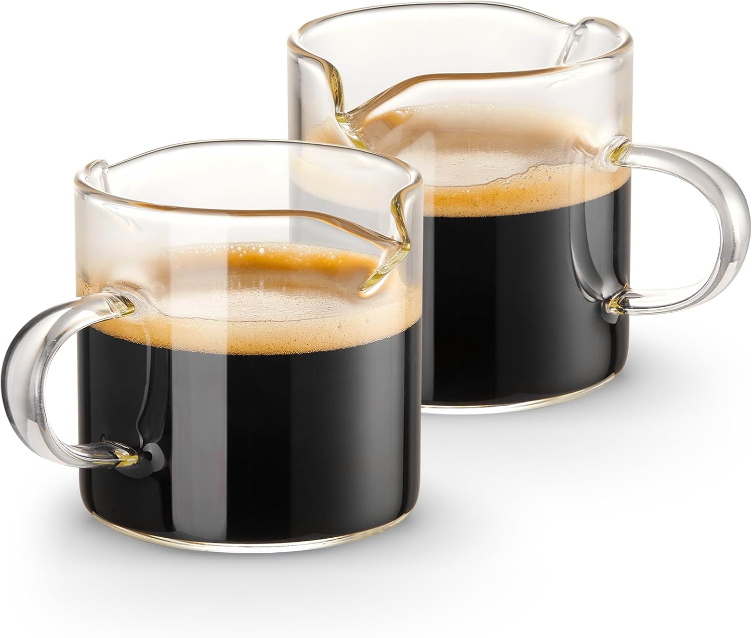 Cups Set of 2, 4 OZ Double Spouts Cups, Espresso Shot Glasses Milk Cup