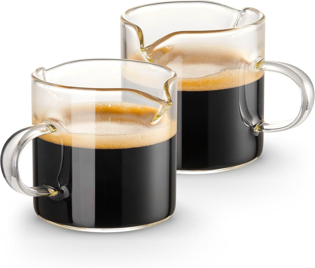 Cups Set of 2, 4 OZ Double Spouts Cups, Espresso Shot Glasses Milk Cup