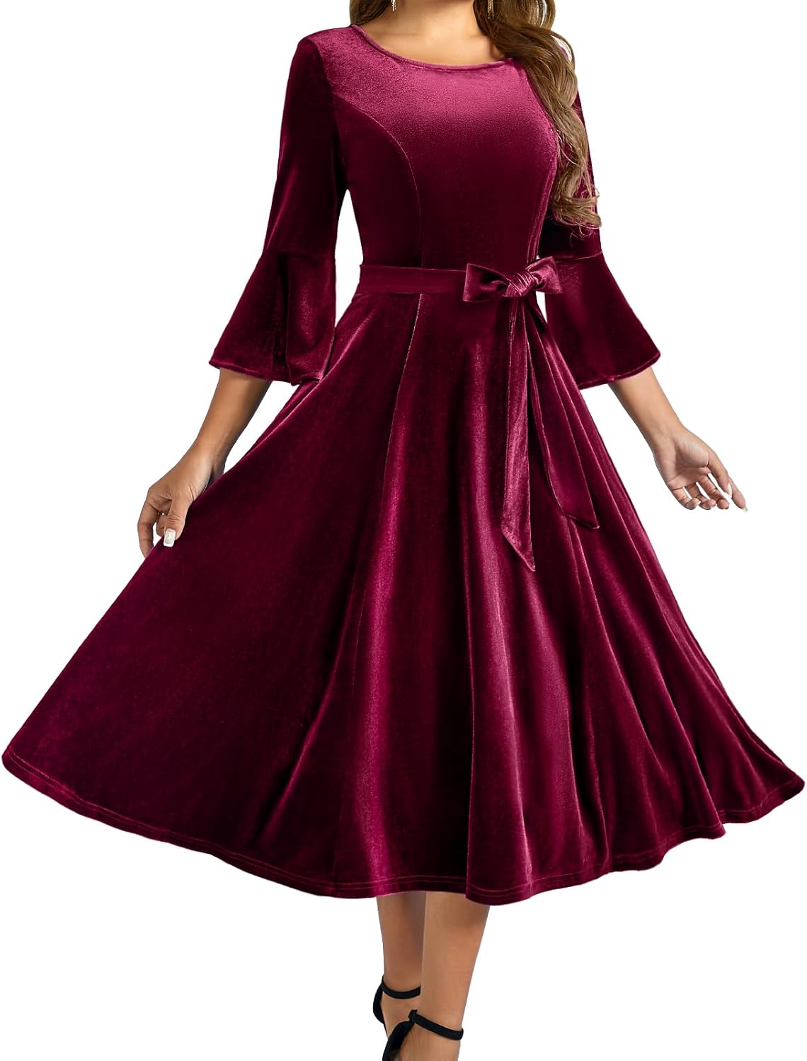 Women’s Velvet Long Sleeve Dress – Elegant Cocktail Party Dress