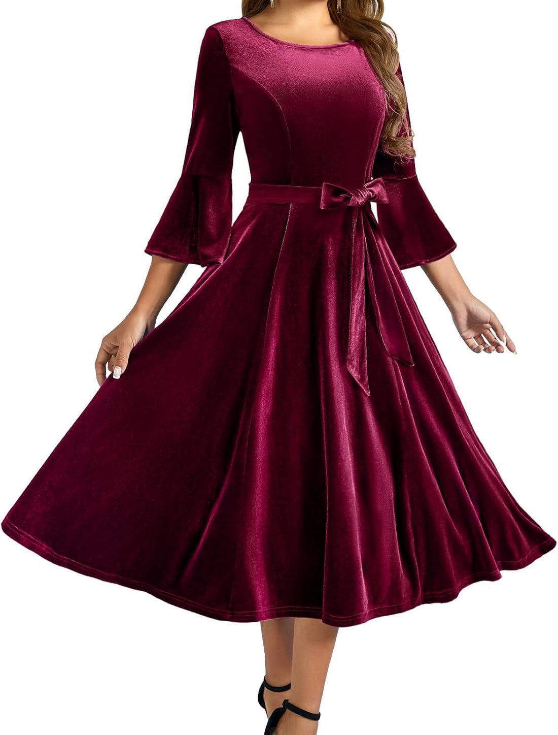Women’s Velvet Long Sleeve Dress – Elegant Cocktail Party Dress