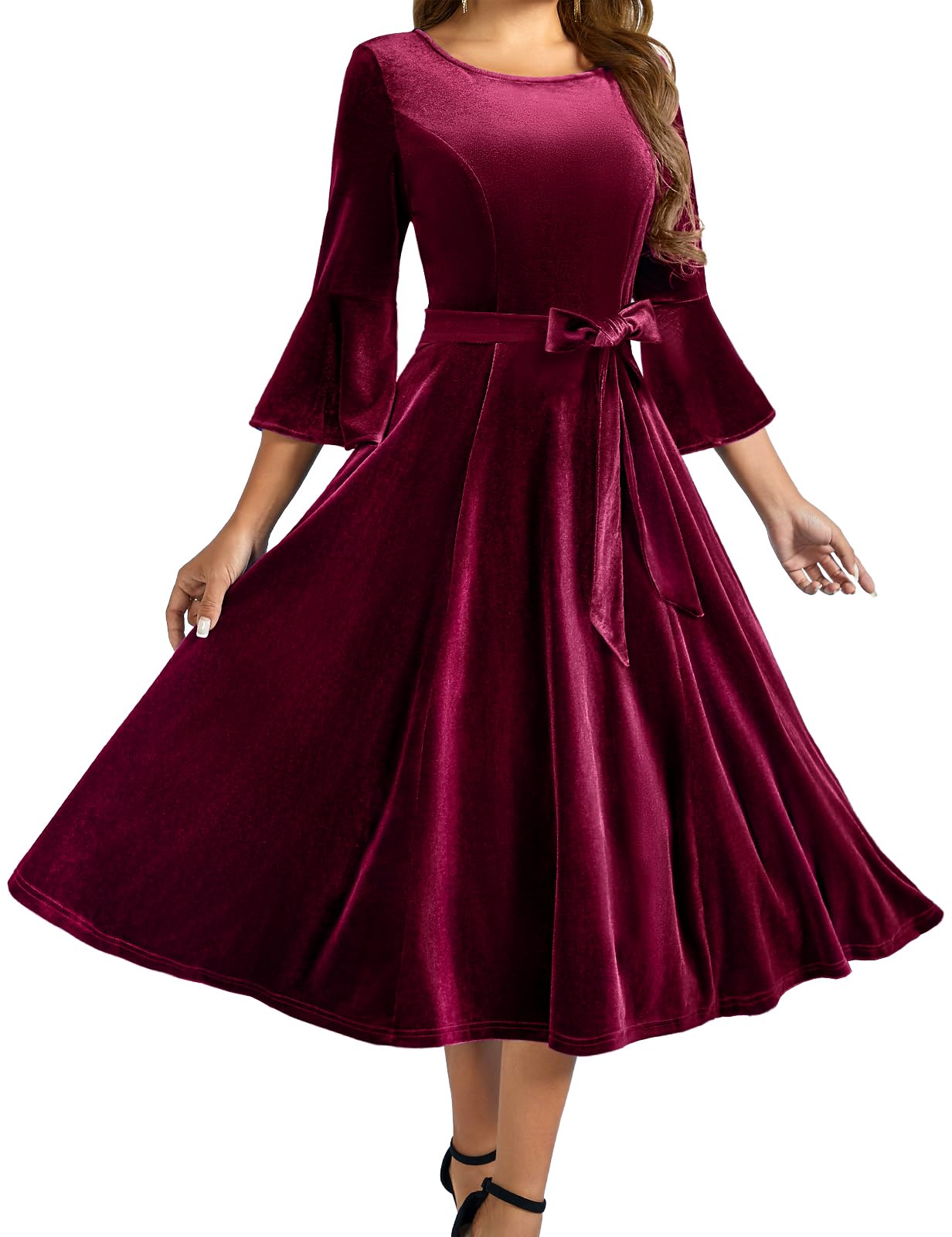 Women’s Velvet Long Sleeve Dress – Elegant Cocktail Party Dress