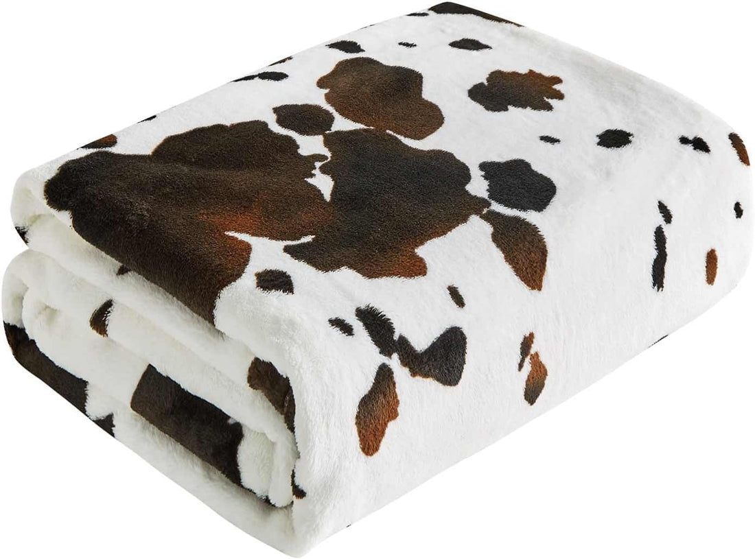 Cow Print Fleece Throw Blanket – 50"x60" Soft, Thick & Warm Milky Plush