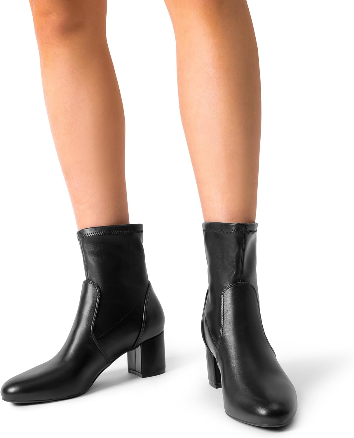 Women’s Fitted Stretch Ankle Boots – Stylish Low Chunky Heel Booties