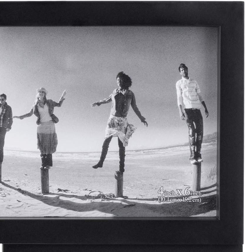 4-Opening Matted Collage Frame, Displays Four 4x6 Photos, Black