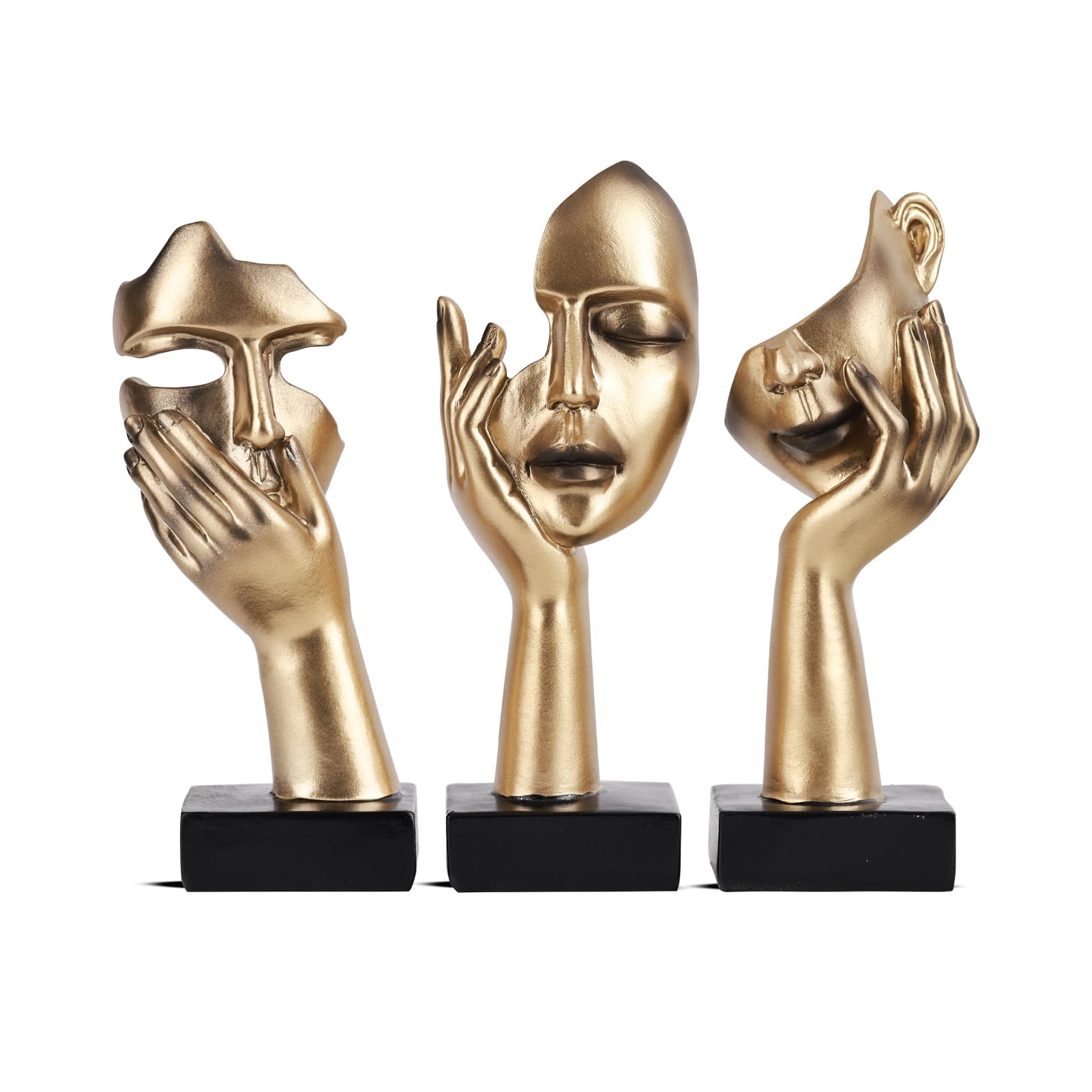Thinker Statue Set – Gold & Black Abstract Modern Decor (3 Pcs)