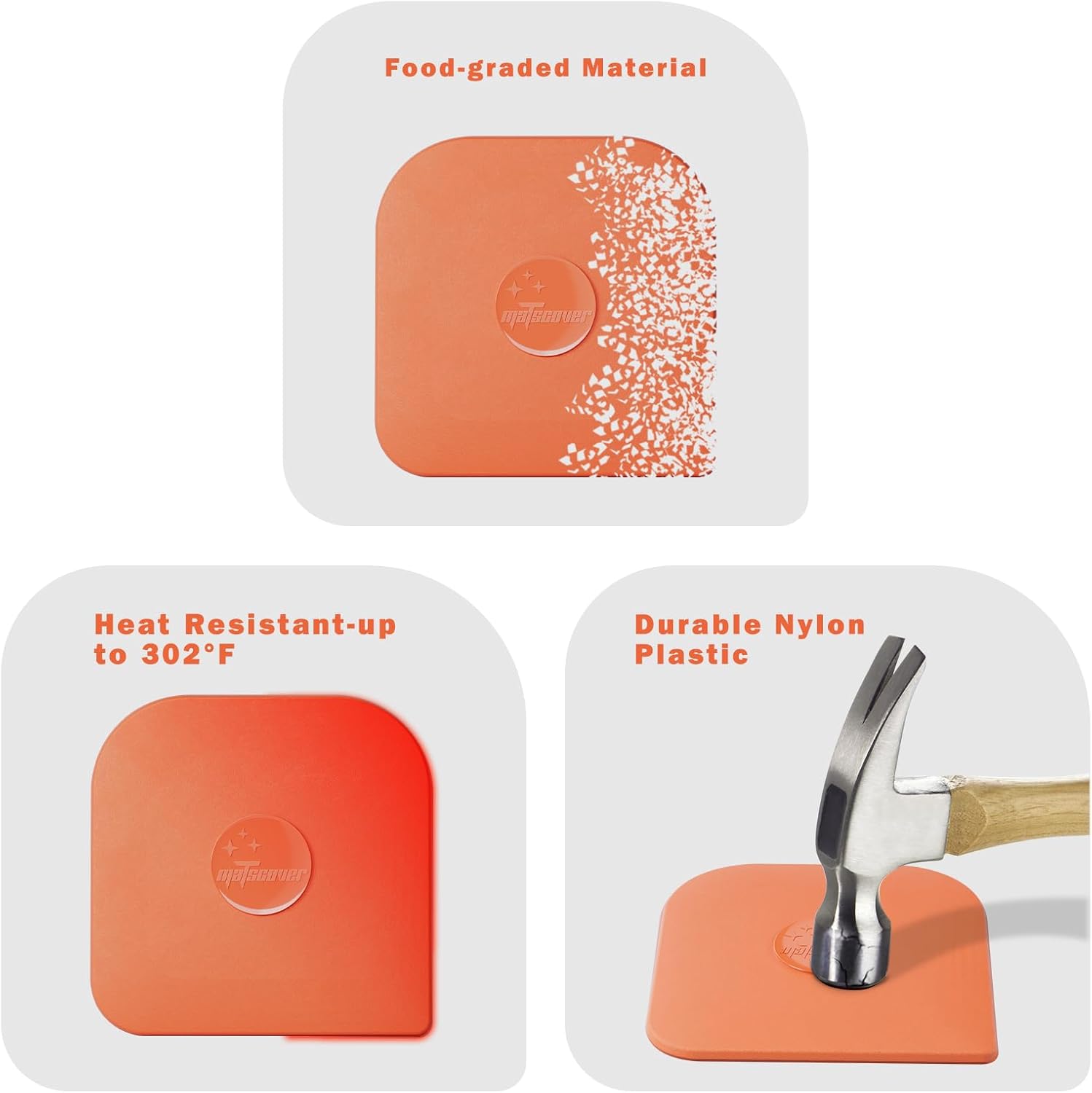 Pan Scraper Set 5 Pcs Pot Scraper Plastic, Non-Scratch for Cast Iron sturdy and reusable