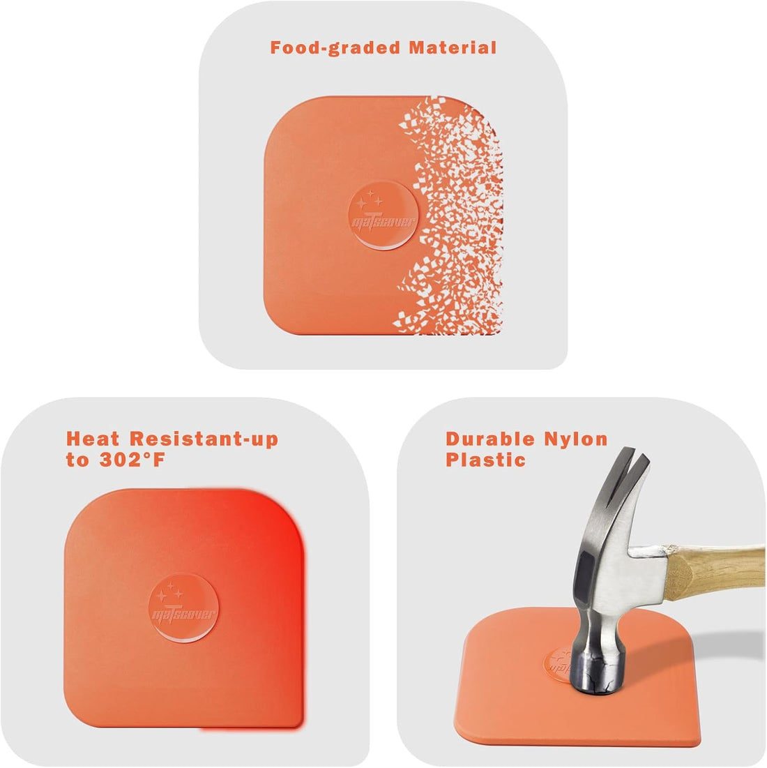 Pan Scraper Set 5 Pcs Pot Scraper Plastic, Non-Scratch for Cast Iron sturdy and reusable