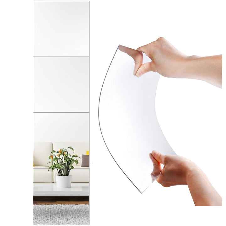 Unbreakable Full Length Wall Mirror Tiles – 4-Piece Acrylic Set