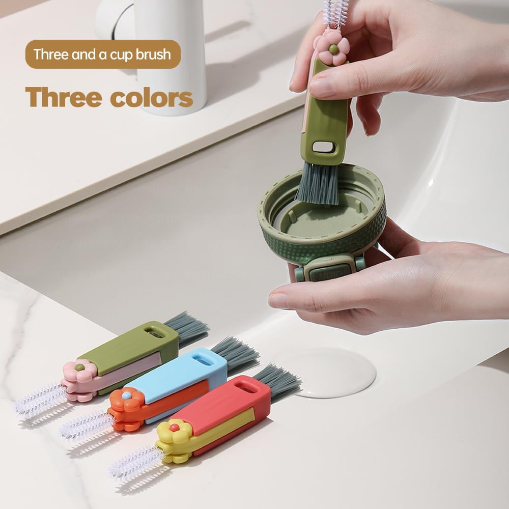 3-in-1 Cup Lid Cleaning Brush – Multifunctional Crevice Cleaning Brush for Bottle