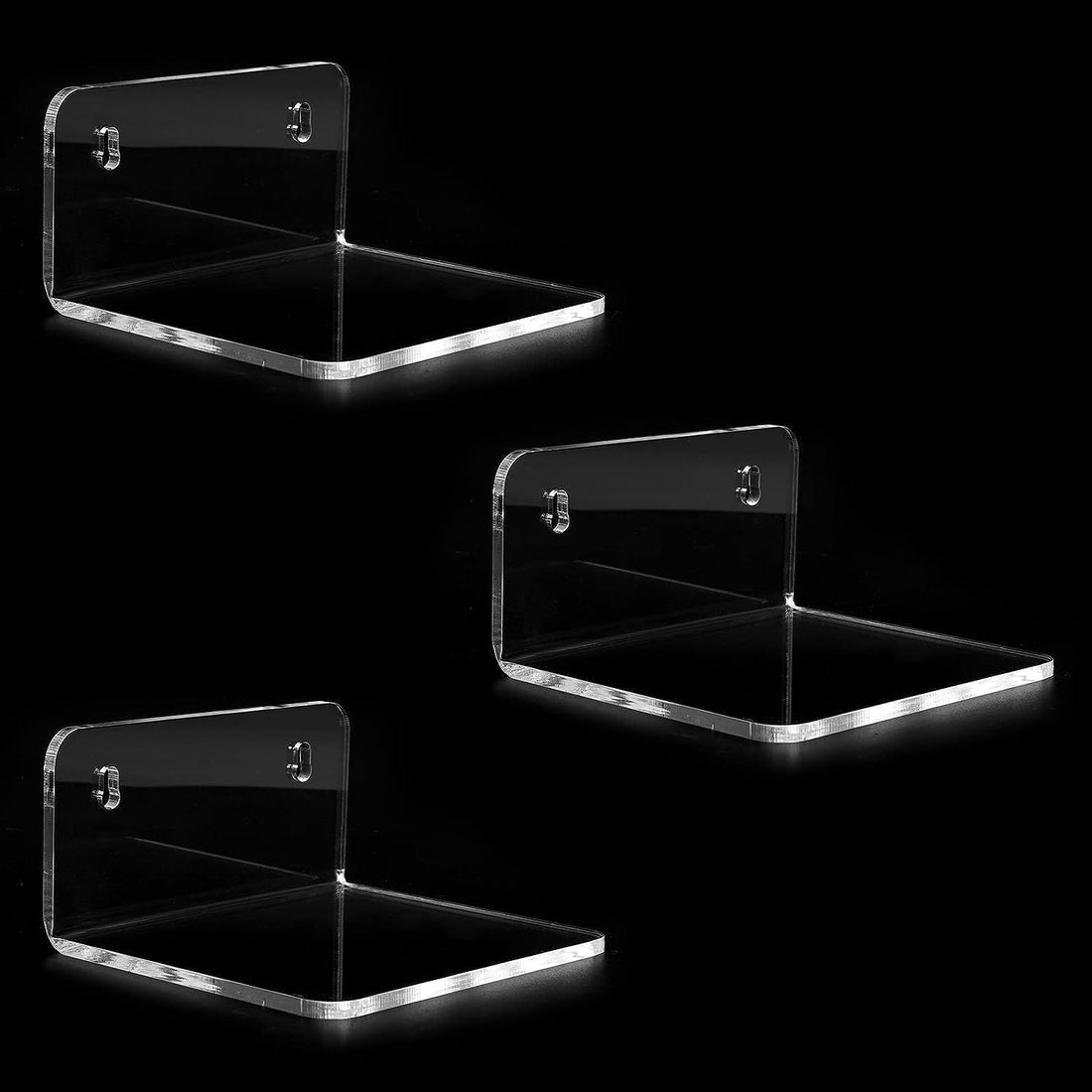 3-Pack Mini Floating Wall Shelves – Clear Wall-Mounted organized Storage Figures