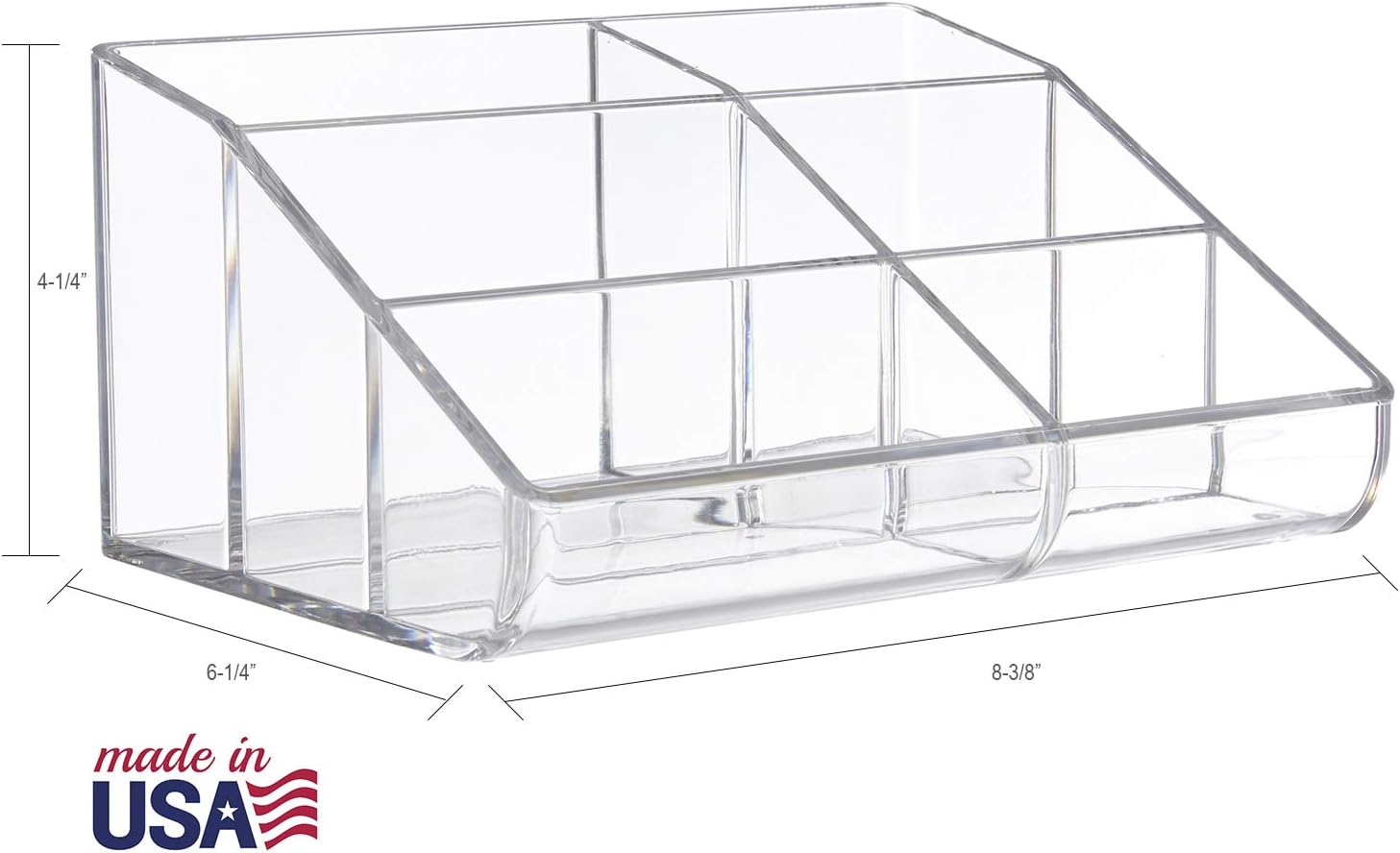 Clear Plastic Vanity Makeup Organizer | 6-Compartment Holder for Brushes,