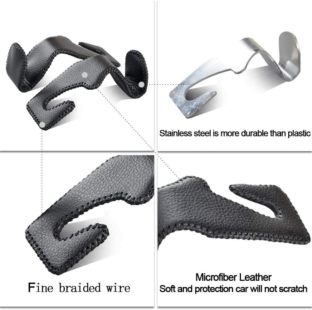 Car Seat Headrest Hooks – Heavy Duty Leather & Stainless Steel Hangers for Bags