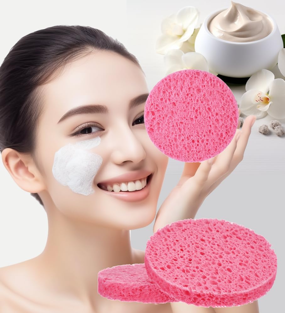 50 PCS Compressed Facial Sponges – 100% Natural Cellulose Professional